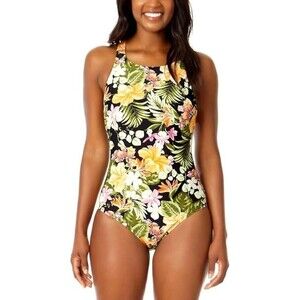 Hurley Women's One Piece Criss Cross Floral Swimsuit UPF 50+ Size M NWT!!